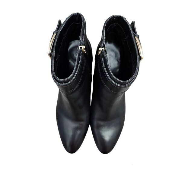 BANDOLINO Leather Zip Buckle Ankle Black Bootie Boots - Picture 6 of 12